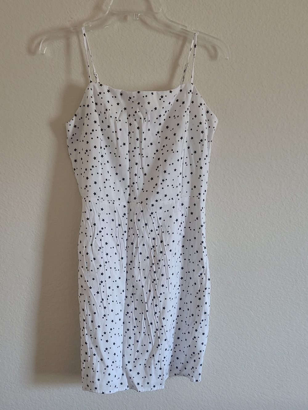 Storia White Star Print Spaghetti Strap Dress Size L